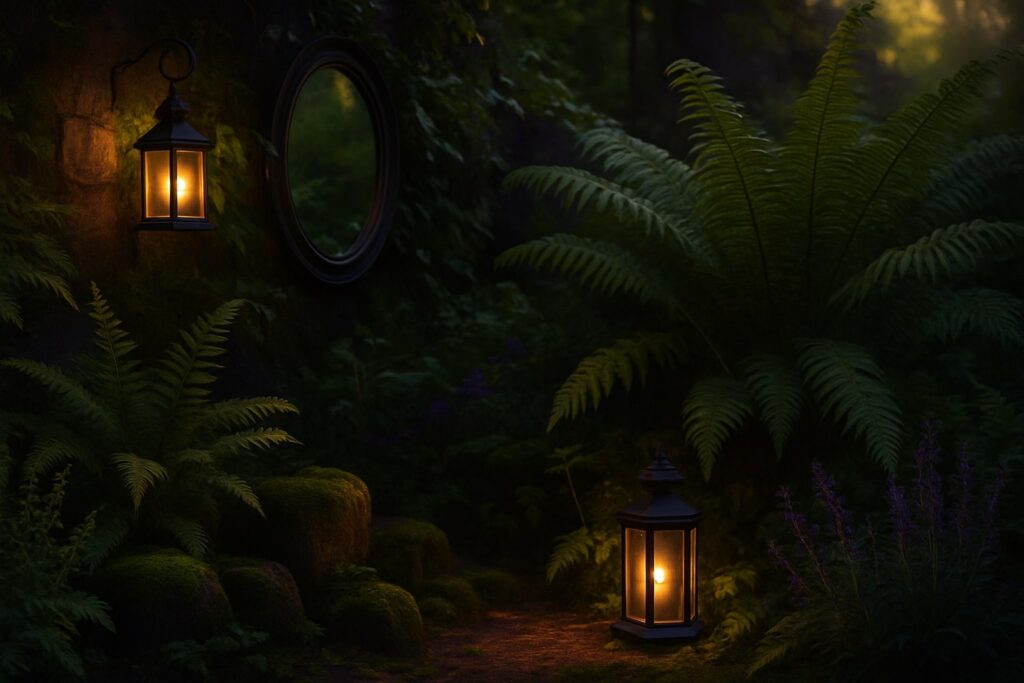 The Ultimate Guide to Witchy Garden Plants and DIY Decor 9 withcy garden with candle lanterns