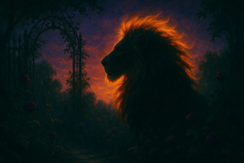 Leo Season Weekly Astrology Forecast (August 4-10, 2025) 2 Silhouette of a lion with a glowing mane at twilight, symbolizing Leo season’s creative fire during Mercury retrograde in Leo, August 4–10 weekly astrology forecast.
