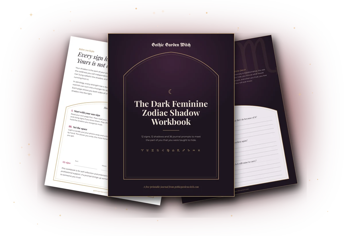 Home 15 The Dark Feminine Zodiac Shadow Workbook, a free printable journal with a shadow page for each zodiac sign